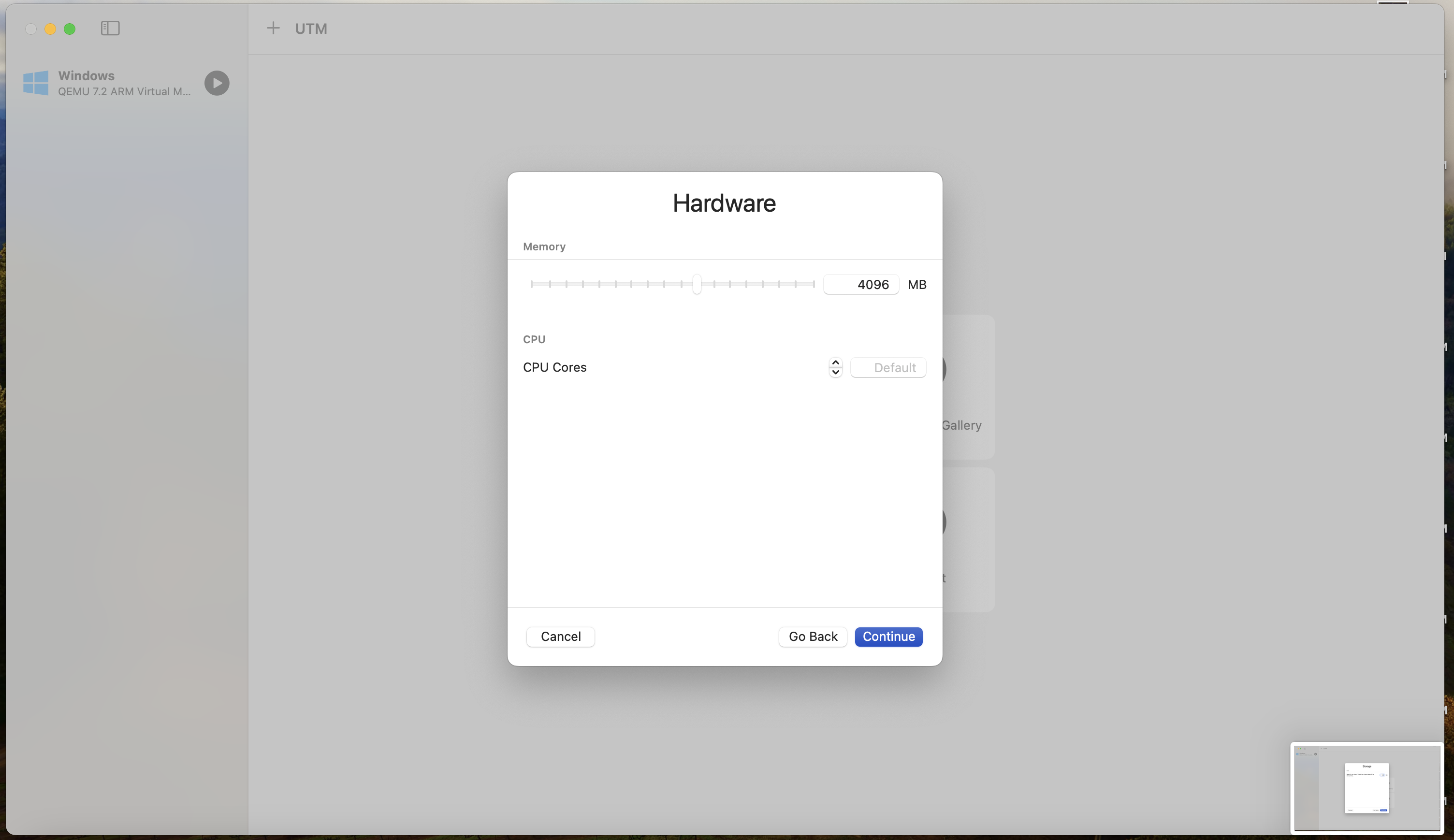 Picture of hardware screen