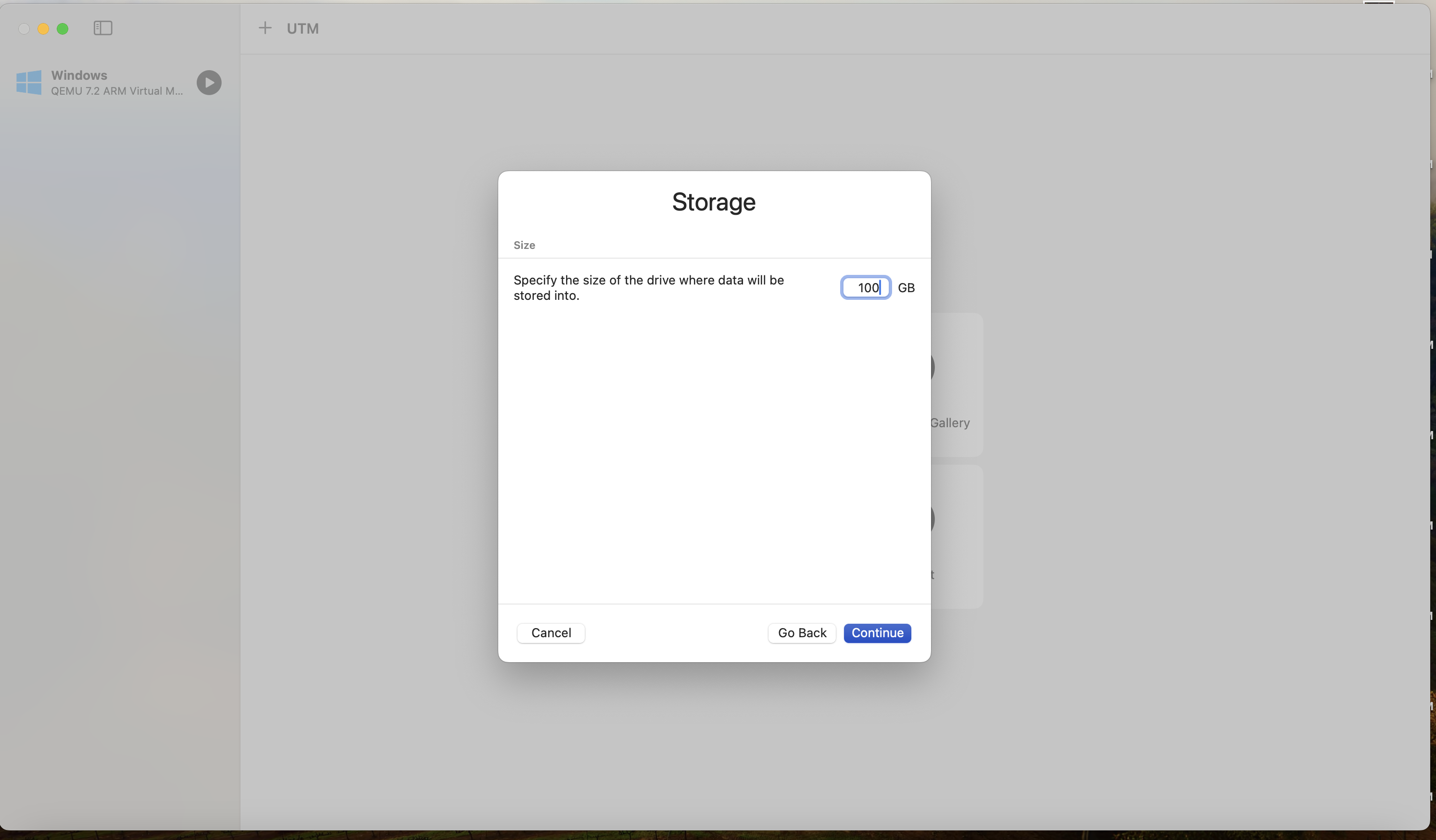 Picture of storage screen